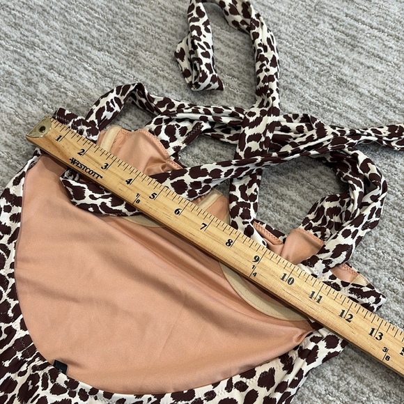 J. Crew Leopard Print One Piece Swimsuit Size 0 Brown Adjustable Cross Tie Back - Picture 9 of 11